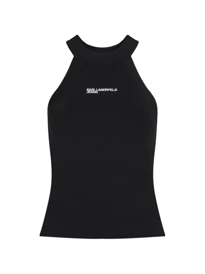 Karl Lagerfeld Jeans Logo Tank Top In Black