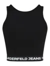 Karl Lagerfeld Jeans Logo-tape Tank Top In Black
