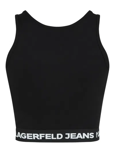 Karl Lagerfeld Jeans Logo-tape Tank Top In Black
