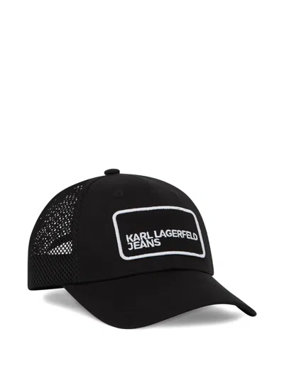 Karl Lagerfeld Jeans Logo Trucker Cap In Black