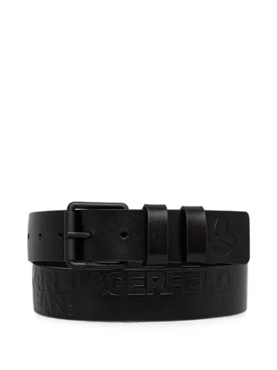 Karl Lagerfeld Jeans Logo-debossed Buckle-fastening Belt In Black