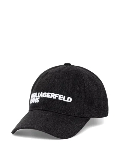 Karl Lagerfeld Jeans Logo-detail Cotton Baseball Cap In Black