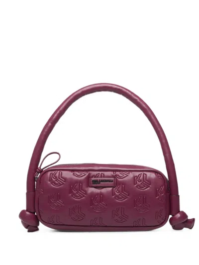 Karl Lagerfeld Jeans Logo-embossed Knot-detail Shoulder Bag In Burgundy