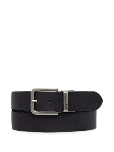 Karl Lagerfeld Jeans Logo-embossed Reversible Belt In Black
