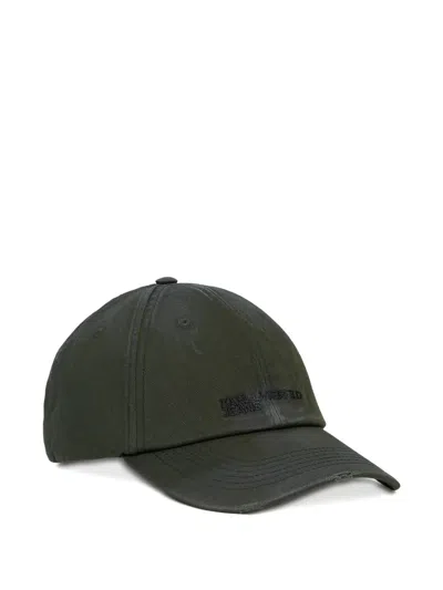 Karl Lagerfeld Jeans Logo-embroidered Cap In Green