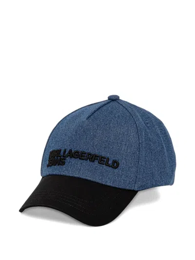 Karl Lagerfeld Jeans Logo-embroidered Denim Cap In Blue