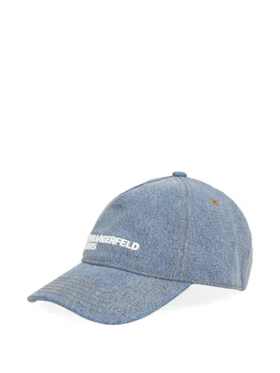 Karl Lagerfeld Jeans Logo-embroidered Denim Cap In Blue