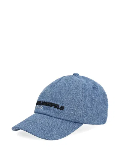 Karl Lagerfeld Jeans Logo-embroidered Hat In Blue