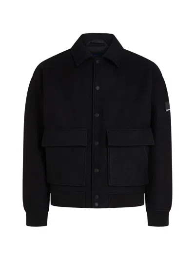Karl Lagerfeld Jeans Logo-patch Bomber Jacket In Black