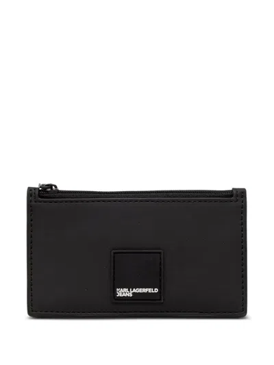 Karl Lagerfeld Jeans Logo-patch Card Holder In Black