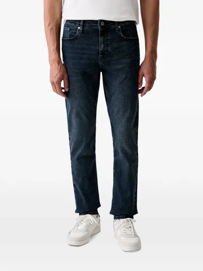 Karl Lagerfeld Jeans Logo-patch Straight-leg Jeans In Blue