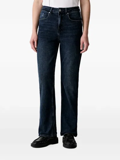 Karl Lagerfeld Jeans Logo-patch Straight-leg Jeans In Blue