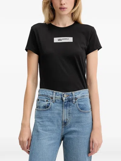 Karl Lagerfeld Jeans Logo-patch T-shirt In Black