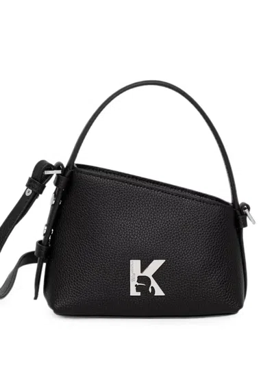 Karl Lagerfeld Jeans Logo-plaque Asymmetric Cross Body Bag In Black