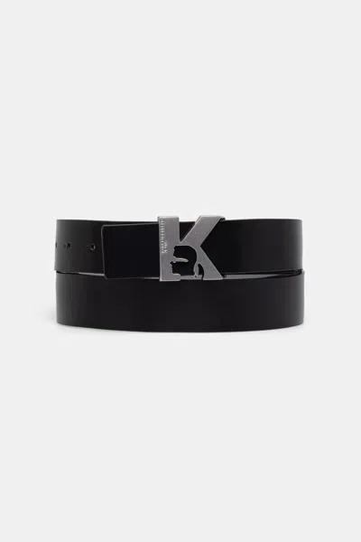 Karl Lagerfeld Jeans Logo-plaque Belt In Black