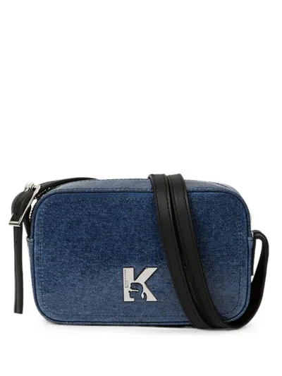 Karl Lagerfeld Jeans Logo-plaque Denim Crossbody Bag In Blue