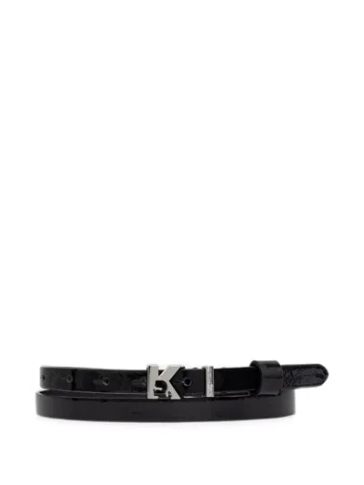 Karl Lagerfeld Jeans Logo-plaque Leather Belt In Black