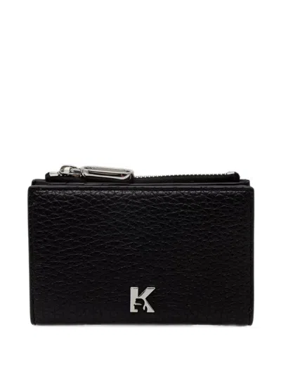 Karl Lagerfeld Jeans Logo-plaque Pebbled Wallet In Black
