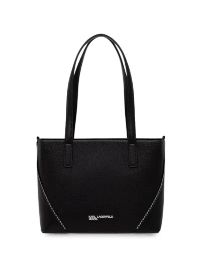 Karl Lagerfeld Jeans Logo-plaque Zip-detail Tote Bag In Black