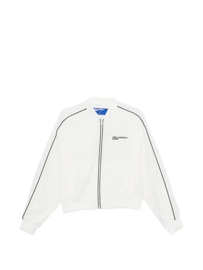 Karl Lagerfeld Jeans Logo-print Bomber Jacket In White