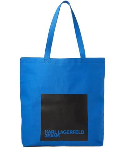 Karl Lagerfeld Jeans Logo-print Canvas Tote Bag In Blue