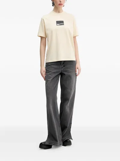 Karl Lagerfeld Jeans Logo-print Crew-neck T-shirt In Neutral