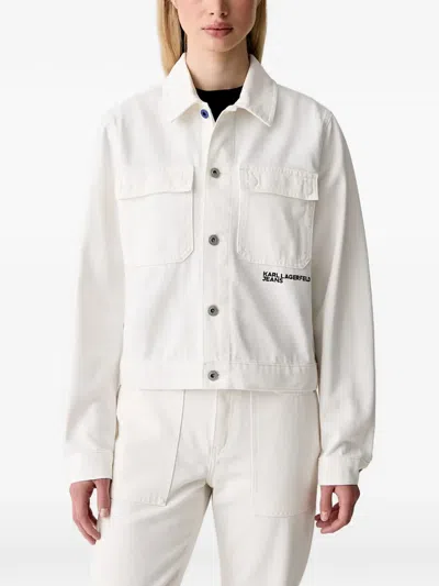 Karl Lagerfeld Jeans Logo-print Denim Jacket In White
