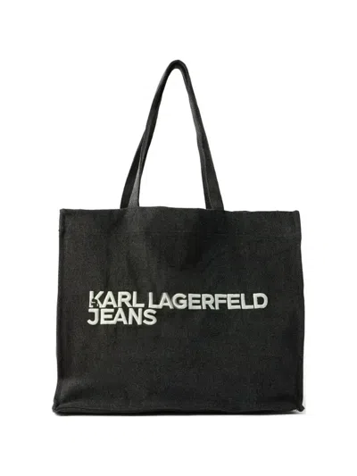 Karl Lagerfeld Jeans Logo-print Denim Tote Bag In Black
