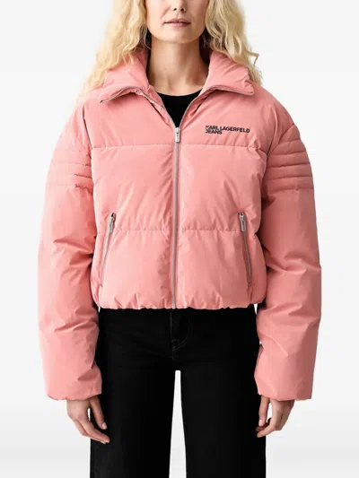 Karl Lagerfeld Jeans Logo-print Padded Jacket In Pink