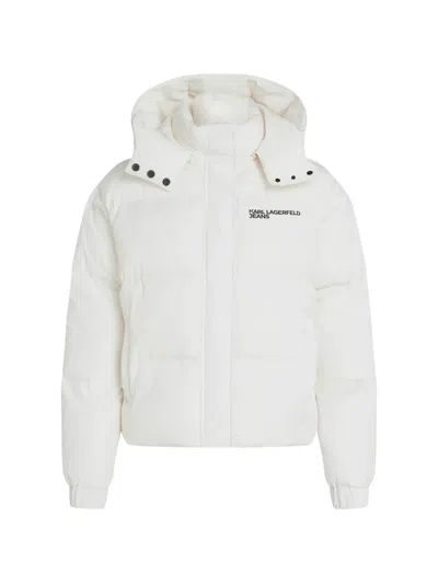 Karl Lagerfeld Jeans Logo-print Puffer Jacket In White