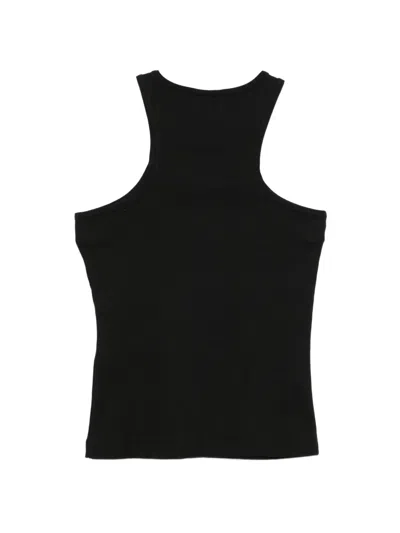 Karl Lagerfeld Jeans Logo-print Ribbed-knit Top In Black