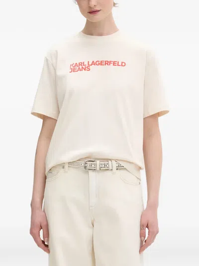 Karl Lagerfeld Jeans Logo-print Short-sleeve T-shirt In Neutral