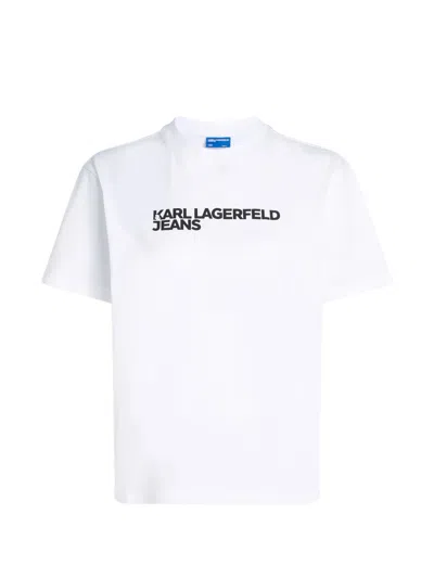 Karl Lagerfeld Jeans Logo-print Short-sleeve T-shirt In White