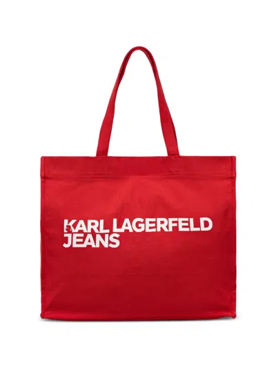 Karl Lagerfeld Jeans Logo-print Tote Bag In Red
