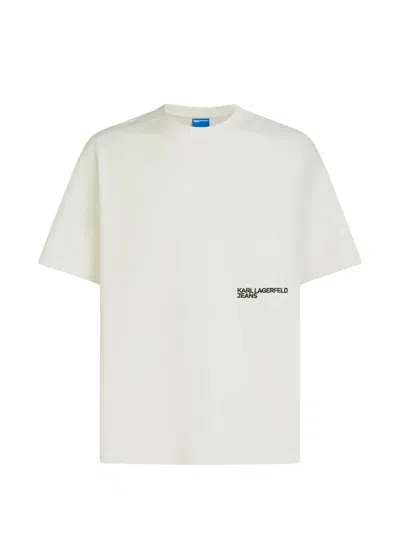 Karl Lagerfeld Jeans 로고 프린트 티셔츠 In White