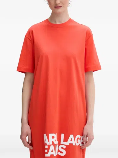 Karl Lagerfeld Jeans Logo-print T-shirt Dress In Red