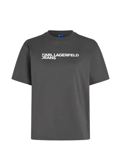 Karl Lagerfeld Jeans Logo-print T-shirt In Gray