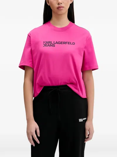 Karl Lagerfeld Jeans Logo-print T-shirt In Pink
