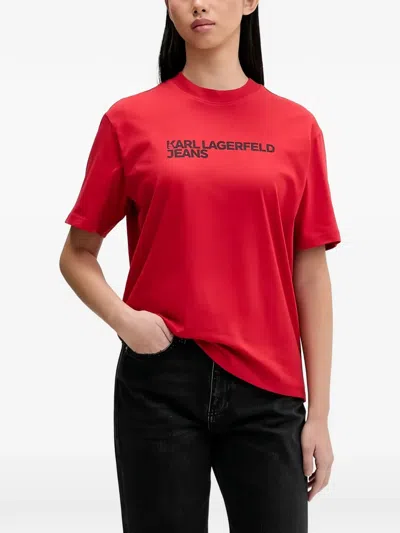 Karl Lagerfeld Jeans Logo-print T-shirt In Red