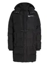 Karl Lagerfeld Jeans Long Hooded Puffer Coat In Black