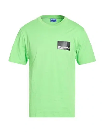 Karl Lagerfeld Jeans Man T-shirt Lime Green Size S Cotton