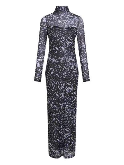 Karl Lagerfeld Jeans Mesh High-neck Dress In Multi
