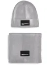 Karl Lagerfeld Jeans Metallic Beanie Hat Set In Grey