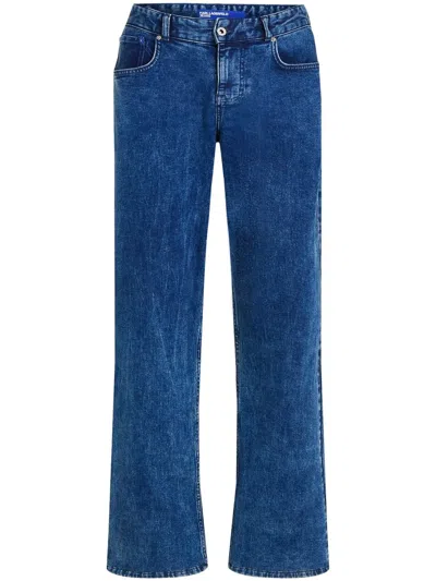 Karl Lagerfeld Jeans Mid-rise Straight Jeans In Blue