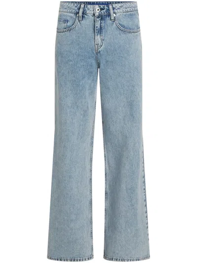Karl Lagerfeld Jeans Mid-rise Wide-leg Jeans In Blue