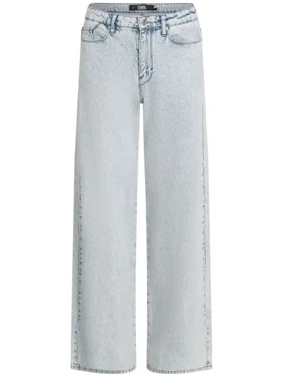 Karl Lagerfeld Jeans Mid-rise Wide-leg Jeans In Blue