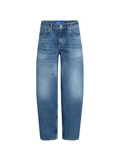 Karl Lagerfeld Jeans Mid-rise Barrel Seamed Jeans In Blue