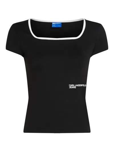 Karl Lagerfeld Jeans Milano T-shirt Mit Paspeln In Black