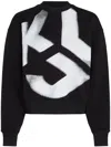 Karl Lagerfeld Jeans Monogram Bleached Sweatshirt In Black