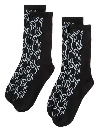 Karl Lagerfeld Jeans Monogram-pattern Socks In Black